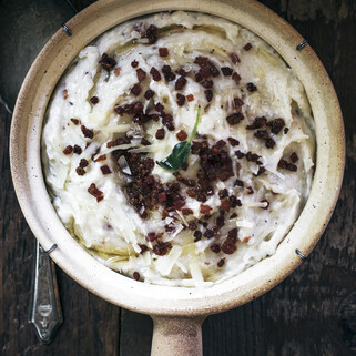 Pecorino Pancetta Garlic Mashed Potatoes