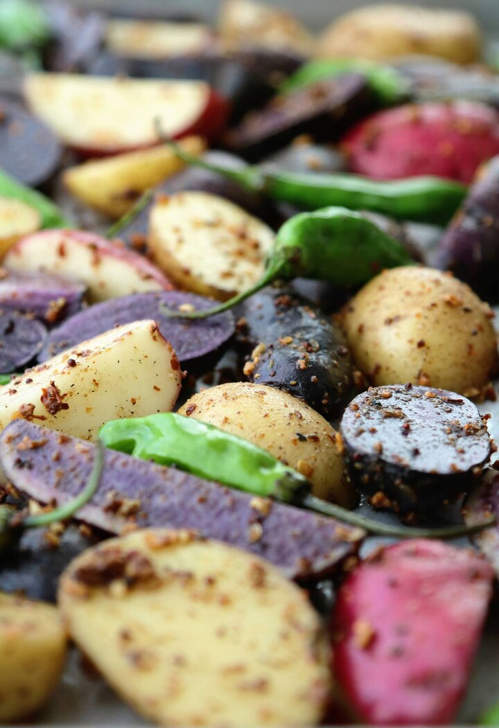 Fingerling Potatoes with Shishito Peppers and Asian Spices