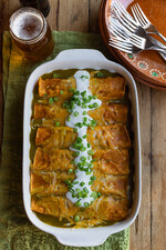 Green and Red Breakfast Enchiladas with Idaho® Potatoes