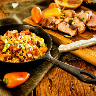 Refried Mashed Idaho® Potatoes with Pork Tenderloin