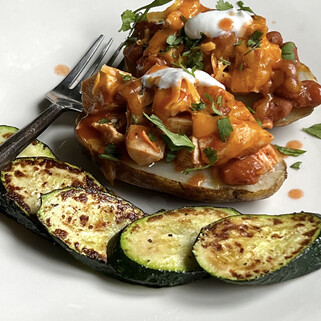 Buffalo Chicken Chili Stuffed Potatoes