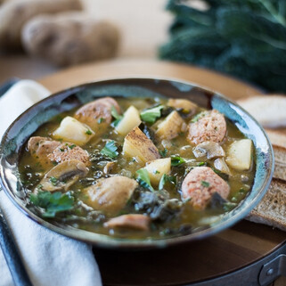 Spicy Idaho® Potato Soup with Kale and Sausage