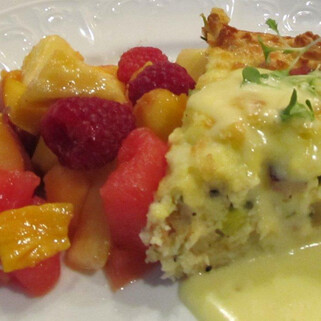 Potato Crusted Quiche with Ham, Leeks, Potatoes and Fontina Cheese