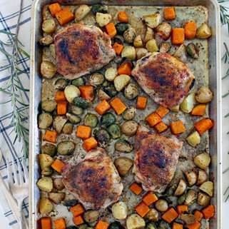 Maple and Rosemary Glazed Chicken and Fall Veggies Sheet Pan Dinner