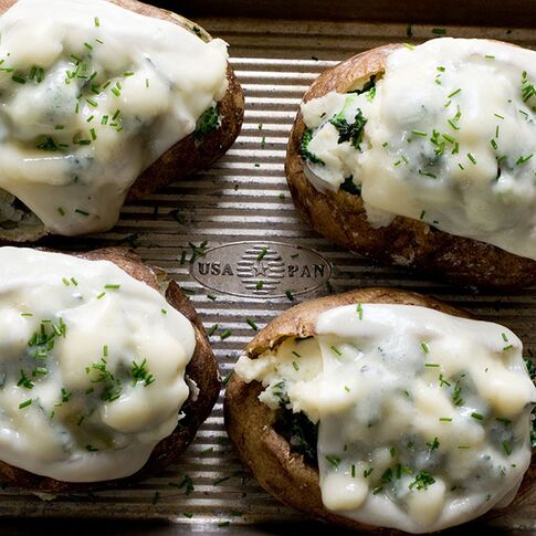 Broccoli, Kale& Cheese Stuffed Potatoes