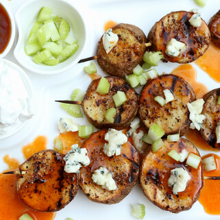 Sticky "Blue Forty-Two" Idaho® Potato Kabobs