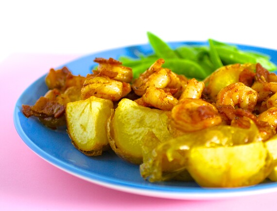 Idaho® Yukon Gold Potatoes with Bacon-Bourbon Shrimp