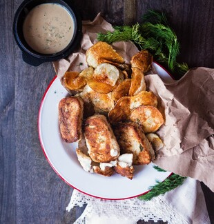 Dill & Idaho® Potato Crusted Baked Fish and Chips
