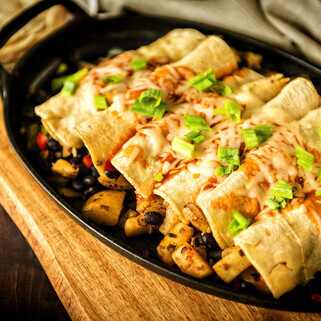 30 Minute Meatless Idaho® Potato and Bean Stuffed Enchiladas