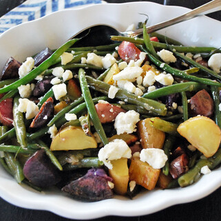 Roasted Fingerling, Green Bean & Feta Salad with Lemon Balsamic Vinaigrette