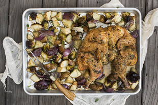 Sheet Pan Spatchcocked Chicken with Idaho® Potatoes and Vegetables