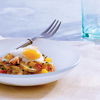 Idaho® Fingerling Potatoes with Shrimp and Quail Egg
