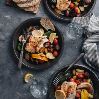 Baked Cod with Idaho® Potatoes and Peppers