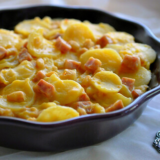 Easy Ham and Cheese Potato Gratin